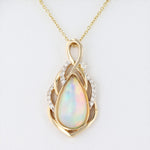 14K gold Opal and Diamond Pendant