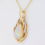 14K gold Opal and Diamond Pendant