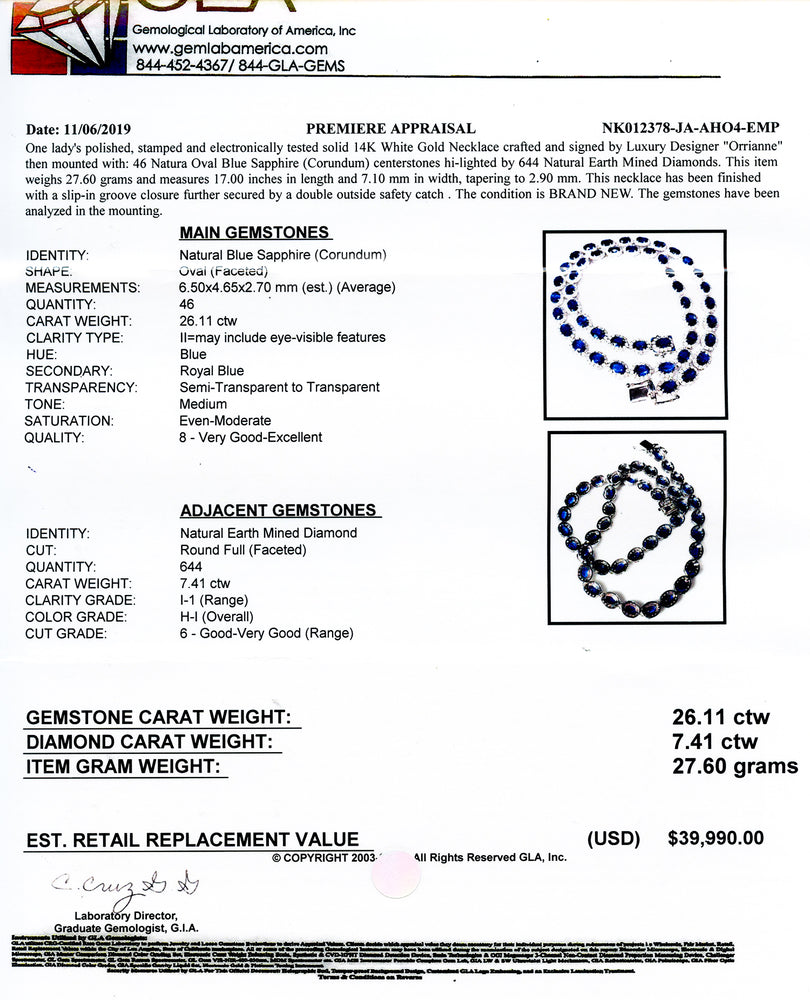 White Gold Sapphire & Diamond Necklace