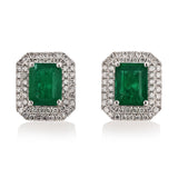 Platinum Emerald & Diamond Earrings