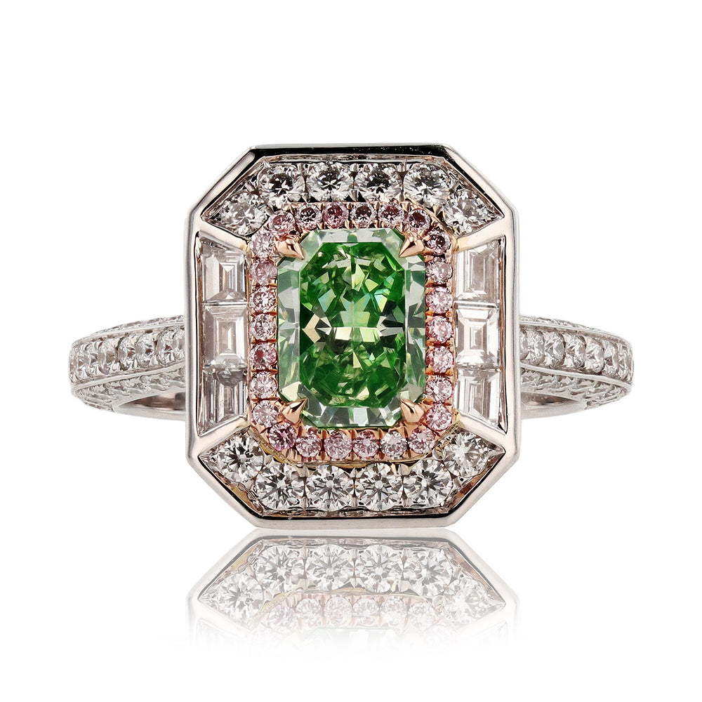 Elegant Natural Green Stone Diamond Ring