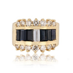 Black Sapphire And Diamond Ring