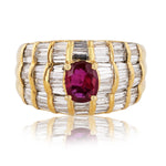Ruby And Baguette Cut Diamond Ring