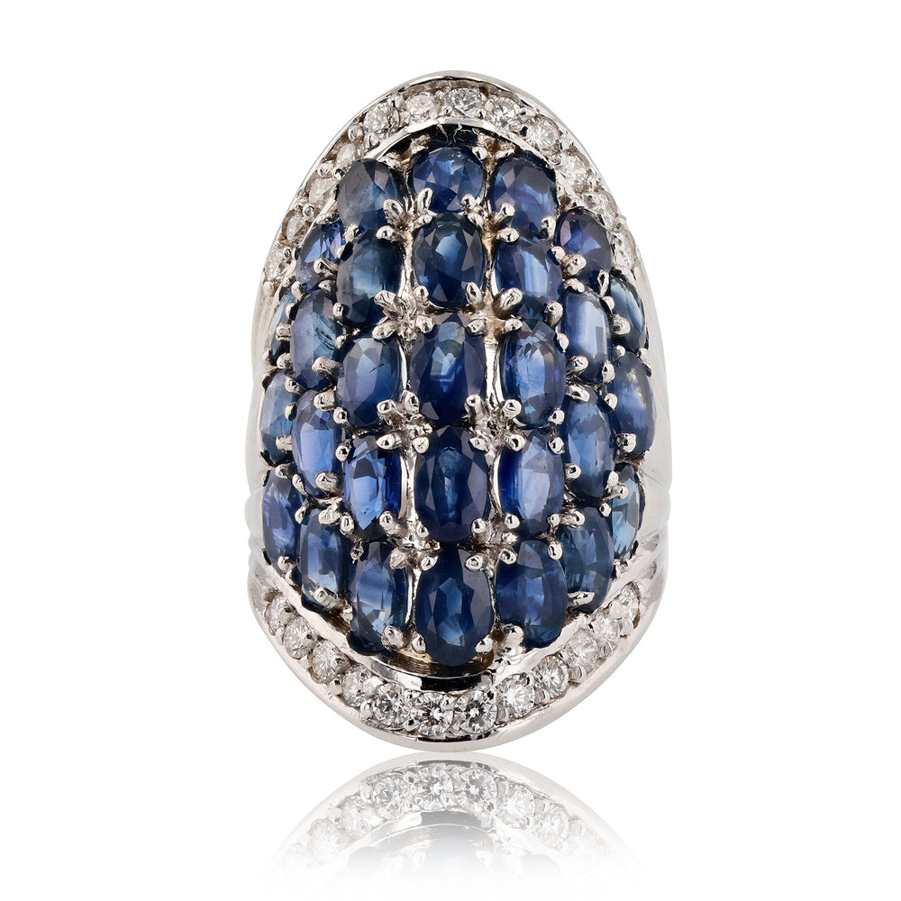 Natural Blue Sapphire Cluster Ring