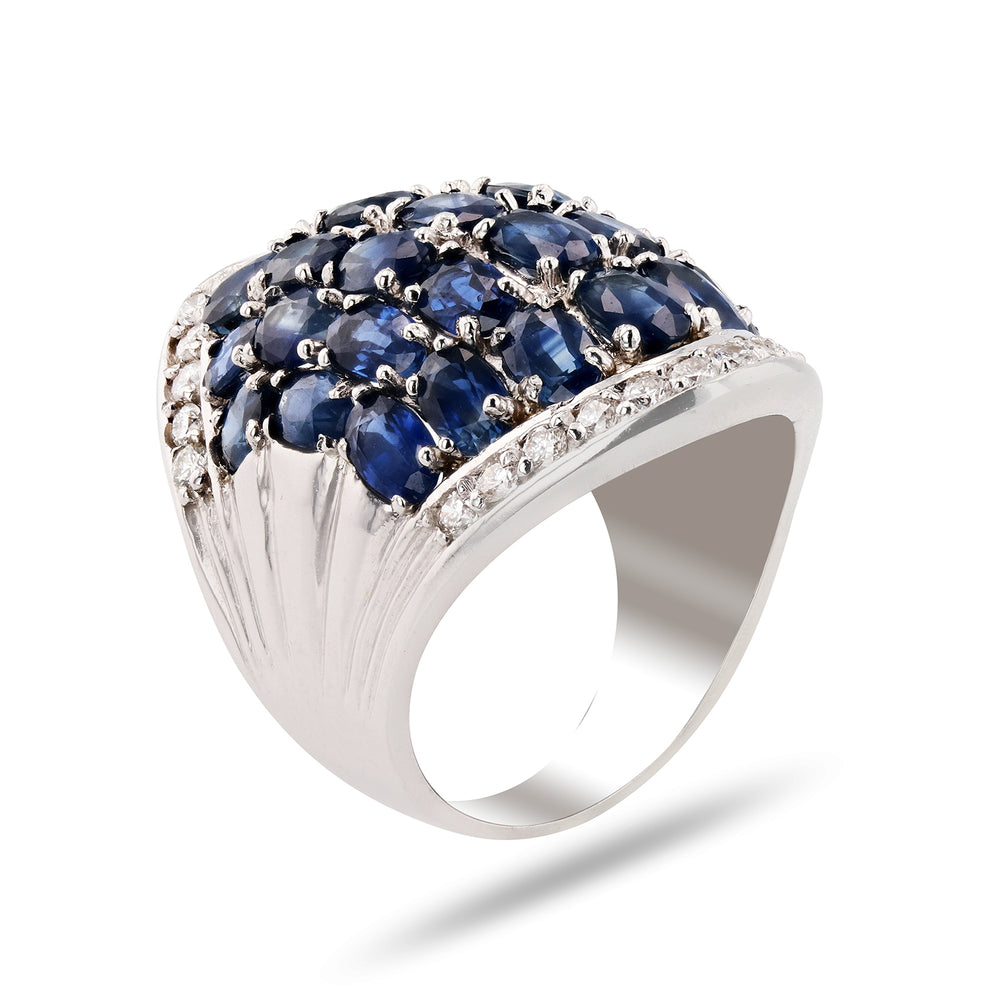 Natural Blue Sapphire Cluster Ring